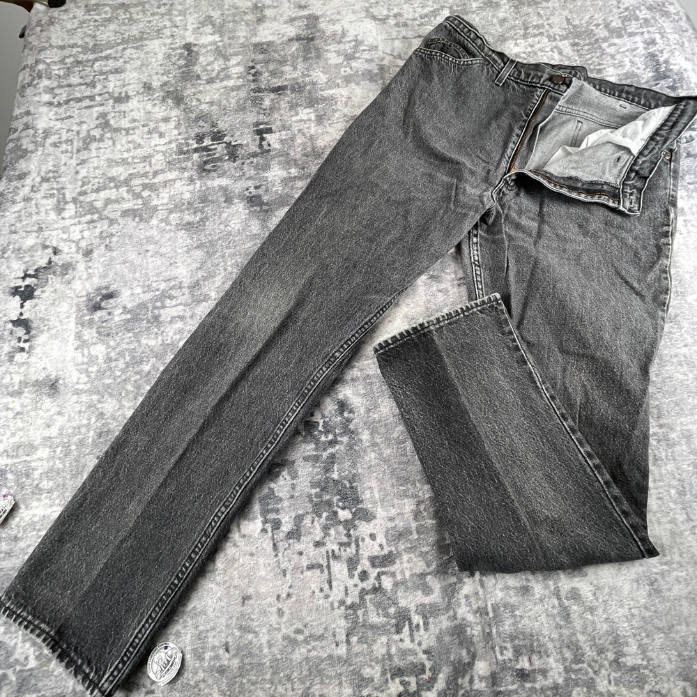 Vtg JC Penney Mens 38x34 Jeans 90s Straight Black Denim Made in USA Retro Whiske